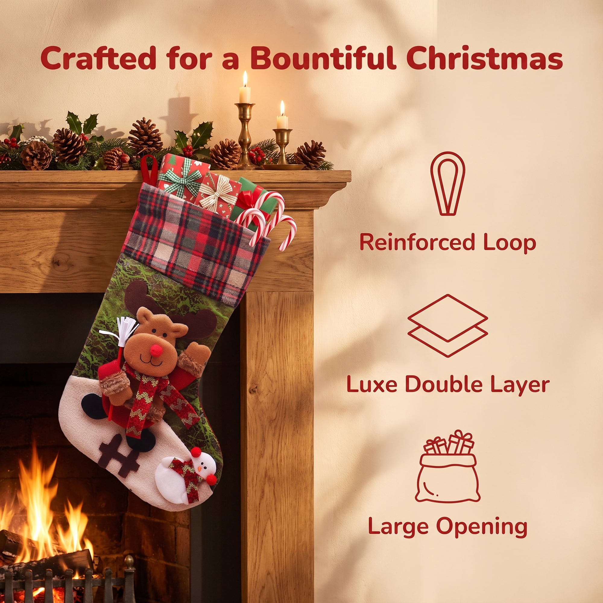 Unique Bargains Adorable Mascot Christmas Stockings Cozy Winter Living Accents Green Deer 18"