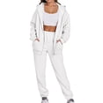 thumbnail image 4 of Women's Two Piece Athletic Set Zipper Front Hoodie And Elastic Waist Joggers Breathable Fabric Comfortable Wear, 4 of 8