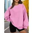 thumbnail image 6 of Women Oversized Sweatshirts Hoodie Fleece Crew Neck Long Sleeve Sweaters Comfy Fall Fashion Outfits Pink XXL, 6 of 9