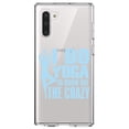 thumbnail image 1 of DistinctInk Clear Shockproof Hybrid Case for Samsung Galaxy Note 10 (6.3" Screen) - TPU Bumper Acrylic Back Tempered Glass Screen Protector - I Do Yoga to Burn Off the Crazy, 1 of 1