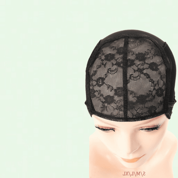 Black Wig Cap, Double Lace Vented Wig Cap with XL Adjustable Straps, 2 Pack