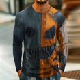 thumbnail image 4 of Satingcolo Halloween Patchwork Sweatshirts for Men Spooky Season Colorblock Crew Neck Pumpkin Face Graphic Print Sweatshirt Blue XL, 4 of 6