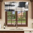 thumbnail image 6 of Black Grey Curtain Valances for Windows, Kitchen Valance Window Treatments Panel 2 Pack, Geometric Vintage Retro Oil Painting Rod Pocket Short Curtains for Bathroom Bedroom 60 x 18 Inch, 6 of 8