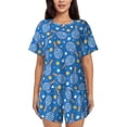 thumbnail image 1 of Balery Tennis Conjunto de Pijama para Mujer con Estampado, Dos Piezas de Manga Corta y Shorts, Ropa de Dormir Suave con Cuello Redondo y Bolsillos-3X-Large, 1 of 6