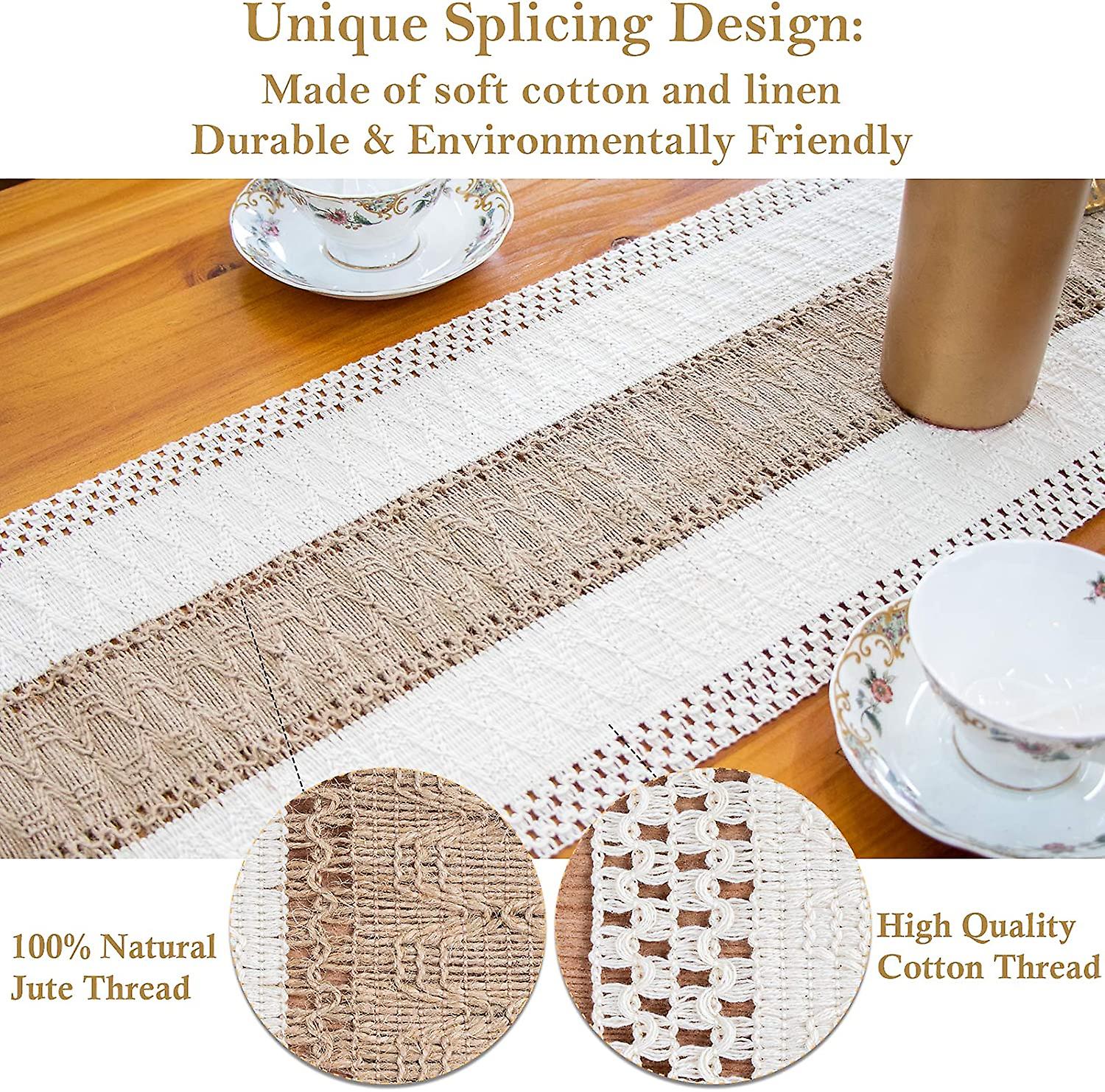 Joyfol Day Camino De Mesa De Algodón Bohemio, Camino De Mesa A Rayas De