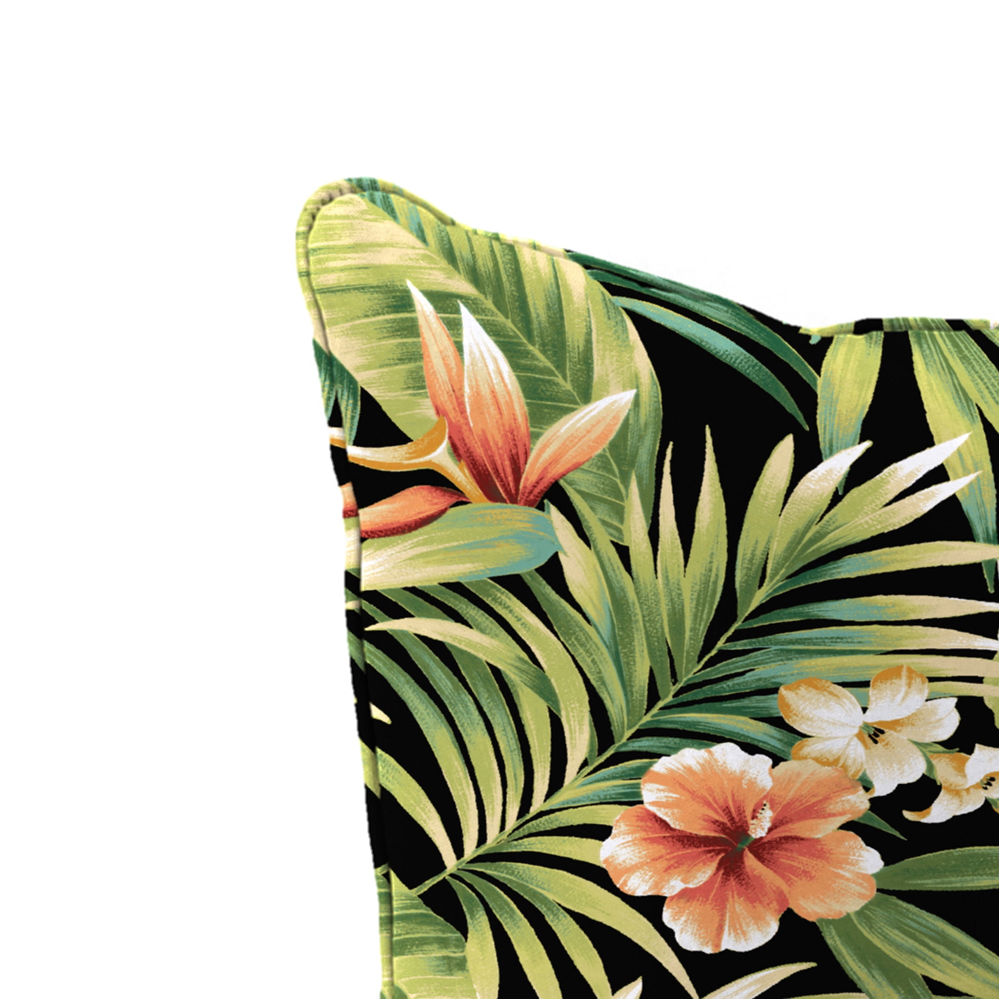 Jordan Manufacturing 46.5" x 24" Cypress Midnight Black Leaves Rectangular Outdoor Deep Seat Chair Cushion Set with Welt