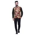 thumbnail image 3 of Atasi Dark Peach2 Texture Printed Wedding Jackets For Men Nehru Jacket Waist Coat For Festive Season-Large, 3 of 6