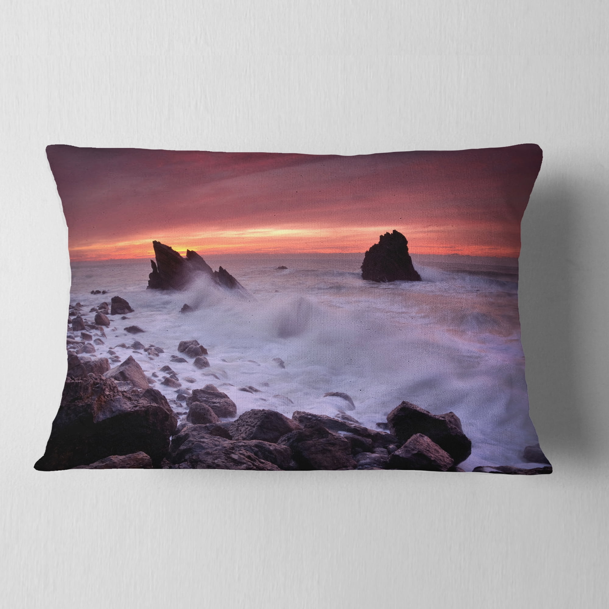 Designart 12" x 20" Multi-color Polyester Throw Pillow