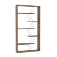 thumbnail image 2 of JERFIT 6 Shelf Industrial Bookcase, Solid Wood Open Etagere Shelf with Metal Frame for Living Room, Office, Walnut Finish, 2 of 8