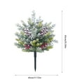 thumbnail image 3 of 25.5 Inch Artificial Cedar Christmas Tree with Ground Spike, Outdoor Faux Pine Tree with Flocked Snow Red Berries, Christmas Urn Filler for Front Porch Yard Garden Decor, 3 of 7