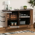 thumbnail image 3 of Magic Union 47" Sideboard Buffer Cabinet with Fluted Slide Doors, Tambour Storage Cabinet with Adjustable Shelves, Credenza Console Mid Century Cabinet for Bedroom Living Room Hallway Entryway, 3 of 9