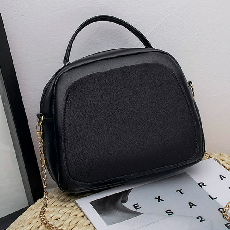 Colisha Fashion PU Leather Quilted Bag, Ladies Mini Crossbady Bag Tote Purse Handbags with Chain Strap, Women's, Size: 7.87x1.97x7.09, Black