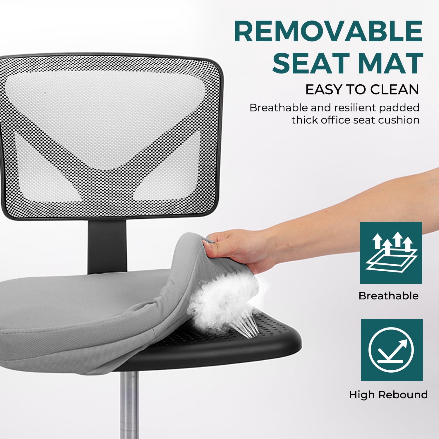 Gianna Armless Desk Chair with Low Back Adjustable Ergonomic Rolling for Home Office Study