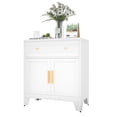 thumbnail image 1 of CHSHIN Armoire de Bar à Café, Armoire de Rangement de Cuisine en Métal, Buffet Moderne avec Tiroir, Blanc, 1 of 6