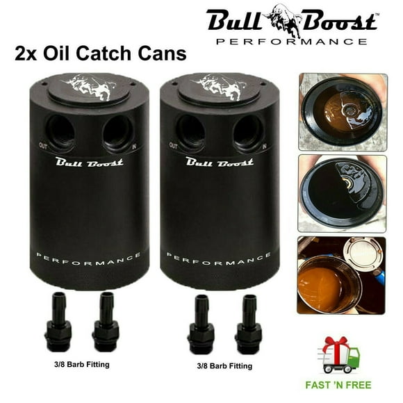 2x Billet Aluminum Baffled Oil Catch Can Reservoir Tank Racing 2-Port