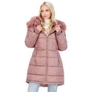Jessica Simpson Puffer Coat For Women - Quilted Winter Coat w/ Faux Fur Hood