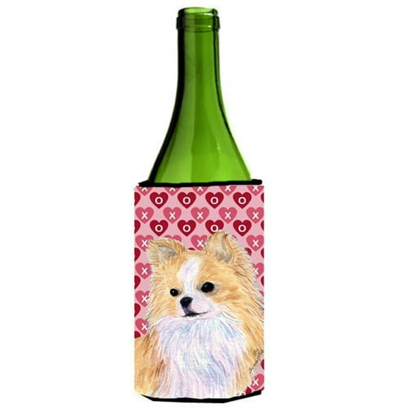 Chihuahua Hearts Love Valentines Day Portrait Wine bottle sleeve Hugger - 24 oz.