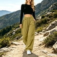 thumbnail image 4 of Qingpeng Womens Water Resistant Cargo Pants Drawstring High Waisted Wide Leg Pants Quick Dry Outdoor Hiking Trousers, 4 of 5