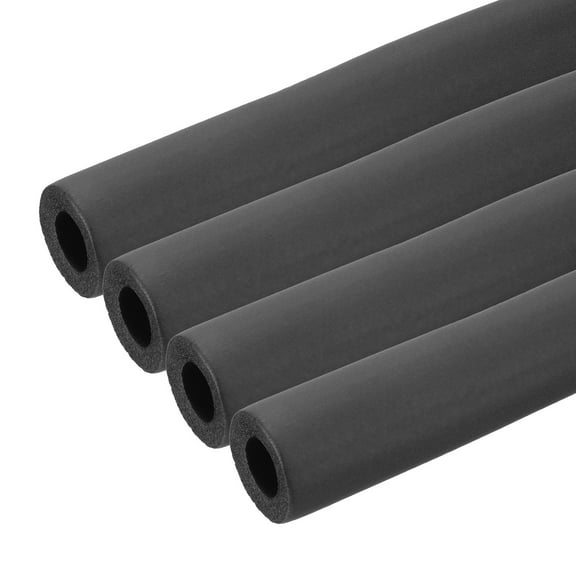 Uxcell 3/4" (19mm) ID x 1.3Ft x 0.35" Pipe Insulation Foam Tube, 4Pcs Pipe Cover Wrap Roll Bar Tubing for Handle Grip HVAC Air Conditioner Units, Black