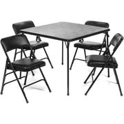 5pc. XL Series Folding Card Table and Triple Braced Vinyl Padded Chair Set, Commercial Quality, Black