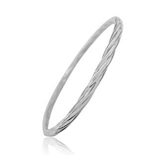 Sterling Silver Twisted Slip on Bangle Bracelet 8 Inches