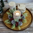 thumbnail image 5 of Christmas Candle Wreath 7.87"x7.87"x2.36" Festive Table Centerpiece with Pinecones Red Flowers Greenery,Romantic Holiday Home Decor for Dining Table Entryway Living Room Seasonal Decorations_Green, 5 of 6