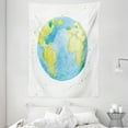 thumbnail image 1 of Earth Tapestry, Hand Drawn Watercolor Style Earth Kids Art with Color Stains, Wall Hanging for Bedroom Living Room Dorm Decor, 60W X 80L Inches, Pale Blue Yellow Pistachio Green, by Ambesonne, 1 of 2