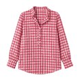 thumbnail image 7 of Women's Comfy Plaid Blouse Ruffle Collar Long Sleeve Button Front Regular Fit Weekend Wear Shirt, 7 of 7