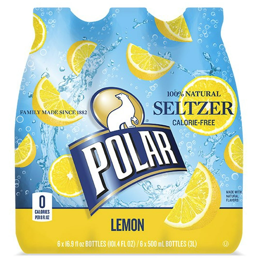 Polar Seltzer Water, Lemon, 6 pack, 16.9 fl oz