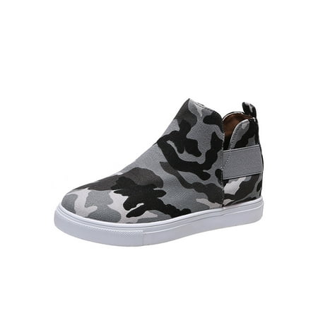 

Woobling Women Camouflage/Leopard Print Wedge Heel Trainers Closed Toe Casual Flat Shoes