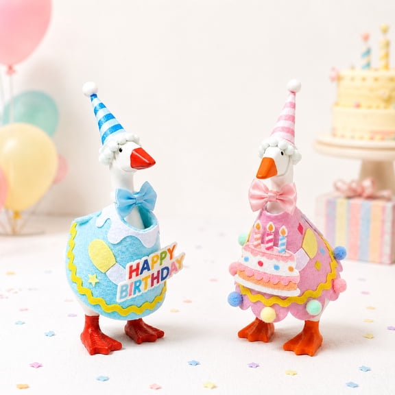 2 Pcs 7 Inch Desk Goose Birthday Outfits, Mini Desktop Goose Clothes Accessories for Home Office Decor