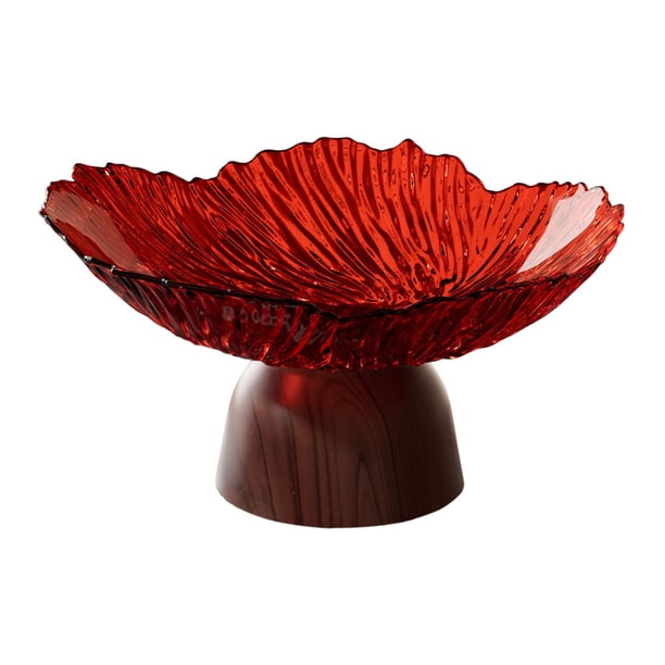 Frutero con pedestal, recipiente para servir con base alta, bandeja moderna para guardar comida y refrigerios. rojo
