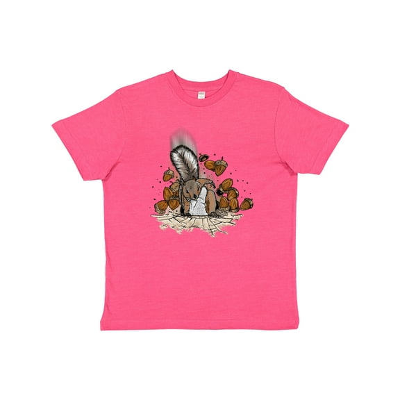Inktastic Squirrel Superhero Landing with Acorns Youth T-Shirt