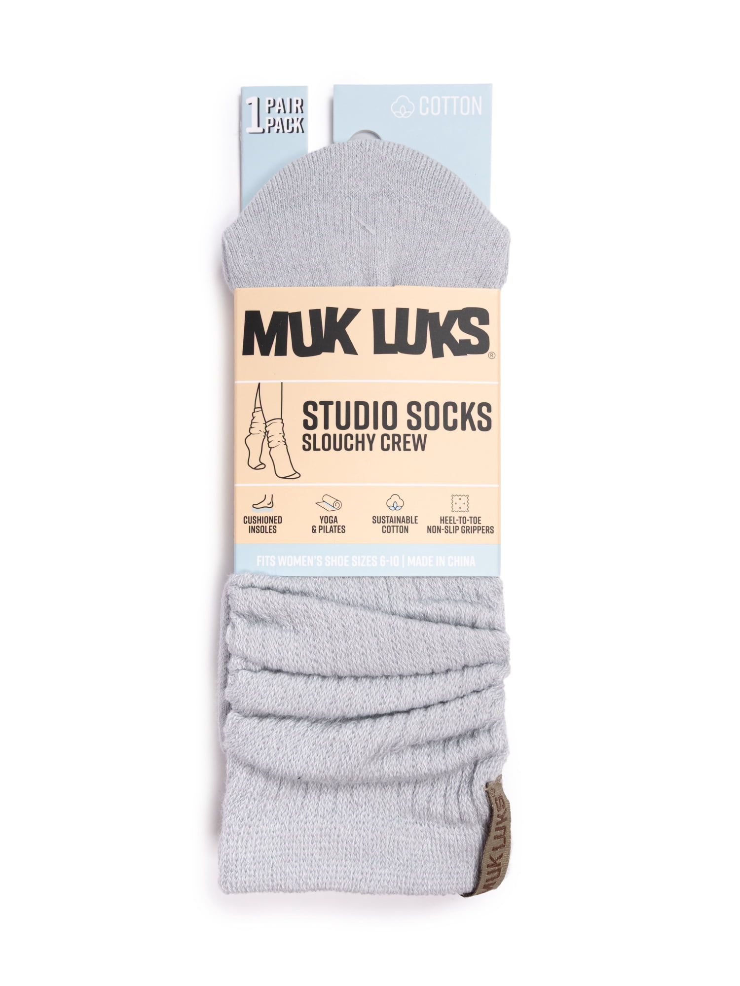MUK LUKS Women's Pilates Slouch Sock, 1-Pack, Shoe Sizes 6-10