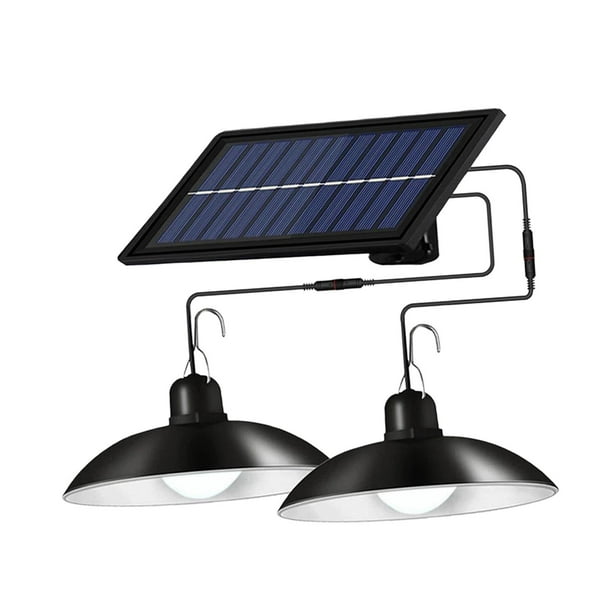 Lámpara colgante solar doble con control remoto y brillo ajustable. Blanco cálido