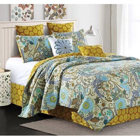 - Reversible Floral Contemporary Quilt Set