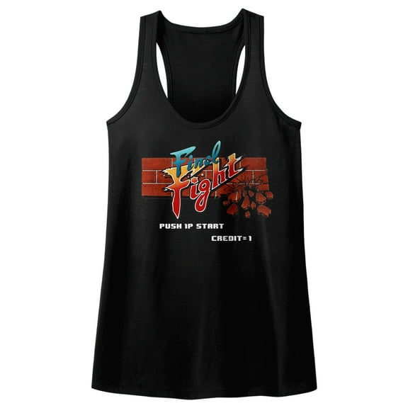 Final Fight Video Arcade Game Brick Logo Push 1P Start Womens Tank Top Tee
