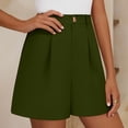 thumbnail image 6 of Women's Pleated Dress Shorts, High Waisted Wide Leg Tailored Shorts, Business Casual With Pockets For Summer Office Wear Army Green 2XL, 6 of 9