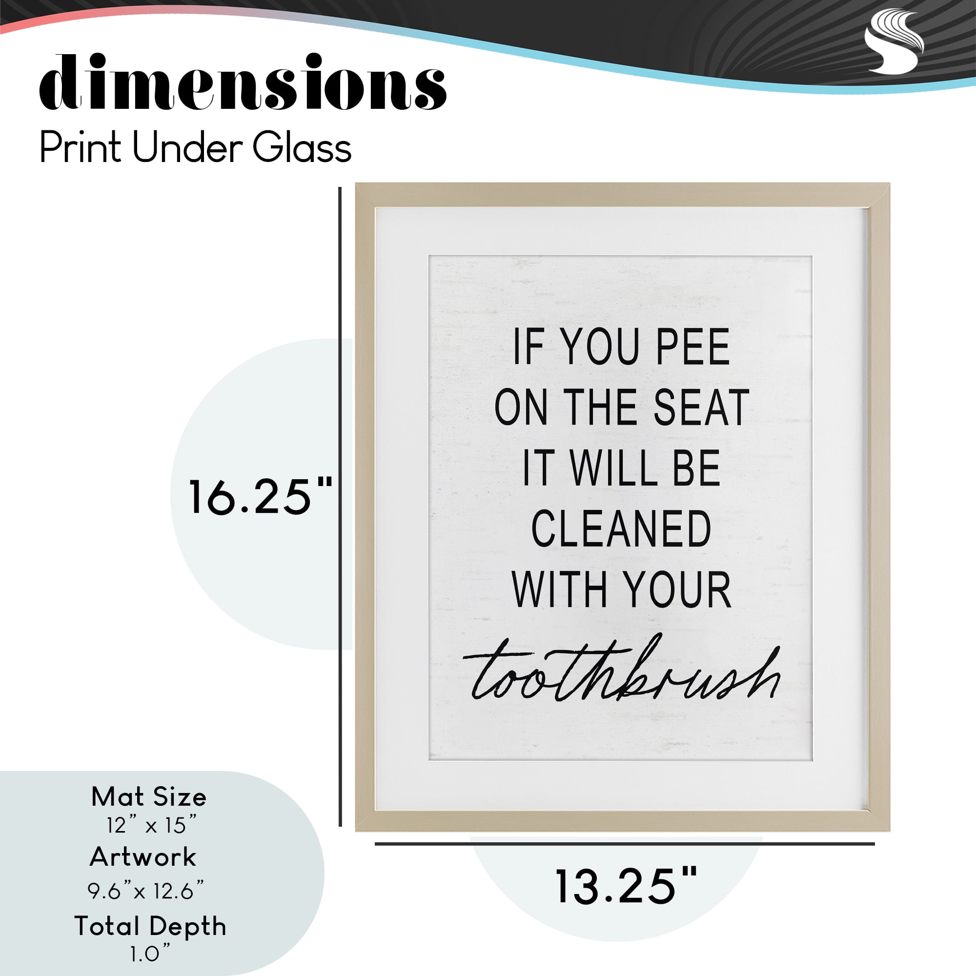 Sassy Clean With Toothbrush Warning Birch Framed Print Under Glass, design by Lettered and Lined