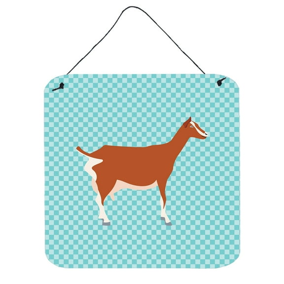 Carolines Treasures BB8055DS66 Toggenburger Goat Blue Check Wall or Door Hanging Prints, 6 x 6 in.