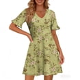 thumbnail image 4 of Summer Floral Dresses for Women 2026 Wrap V Neck Dress Fashion Casual Going Out A-Line Ruffle Short Sleeve Sundress, 4 of 5