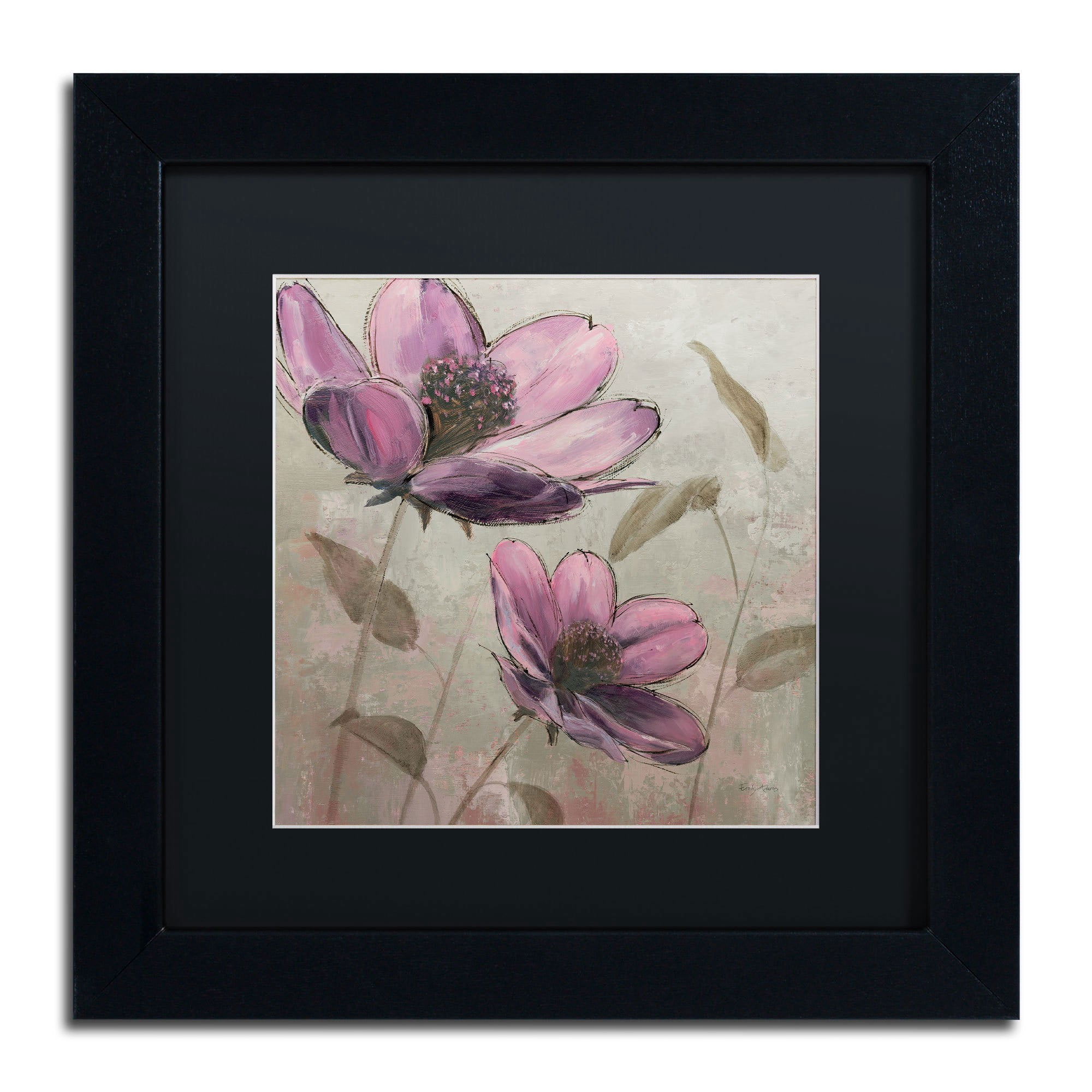 Trademark Fine Art "Plum Floral II" Canvas Art by Emily Adams, Black Matte, Black Frame