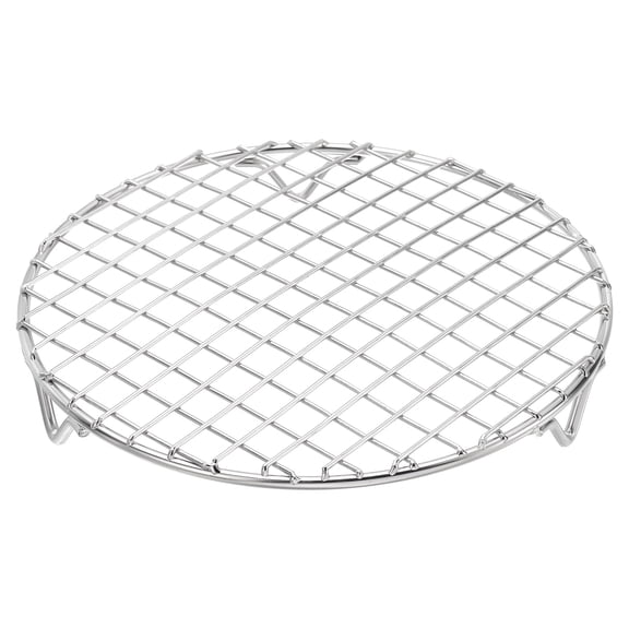 Uxcell Round Cooking Rack with Legs, Dia 7.1 Inch 304 Stainless Steel Barbecue Grill for Cooking Baking Barbecue Air Fryer Racks, Silver