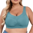 thumbnail image 1 of Timegard Wireless Bras for Women Full Coverage U Neck Ruched Comfy High Support Breathable Sleep Bra, 1 of 7