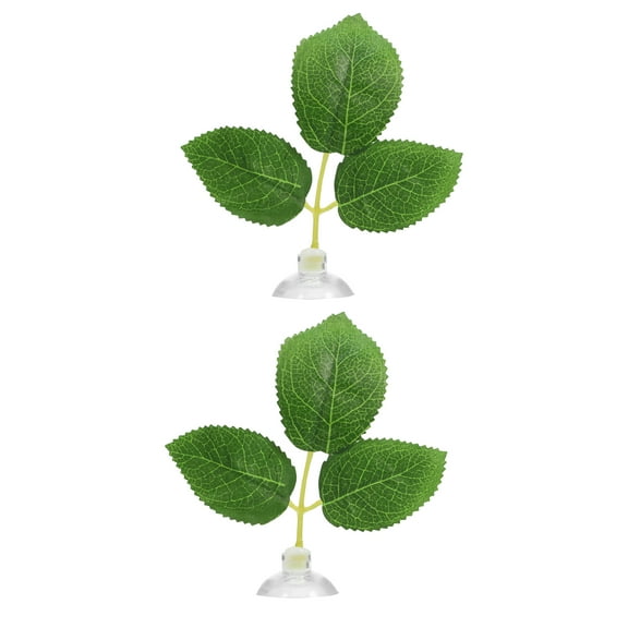 Unique Bargains 2pcs Betta Fish Leaf Pad Hammock Resting Hide Plants Decoration Green 2.24"x1.61" with Suction Cup