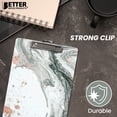 thumbnail image 5 of Fashion Clipboard, Marble Design, Standard A4 Letter Size, 12.5" x 9", Wooden Clipboard, Low Profile Clip with Retractable Hanging Tab, Decorative Clipboard, by Better Office Products (Black & Gold 2), 5 of 5