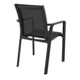 thumbnail image 2 of Luxury Commercial Living 35.5" Black Resin Solid Sling Outdoor Dining Arm Chair, 2 of 9