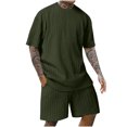 thumbnail image 1 of Traje Deportivo Perforado de los Hombres, Moda de Manga Corta Cuello Redondo de Ocio para el Desgaste Casual Y de Playa, Blusa Atlética de Poliéster Suave, 1 of 9