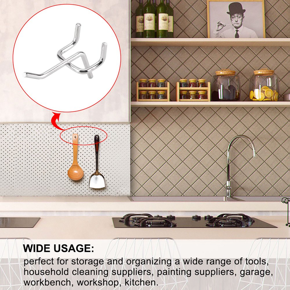 25pcs 1.8 Inch Pegboard Hooks Shelving Hooks 1/8 Inch Metal Assortment