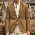 thumbnail image 2 of Men's Casual Suede Blazer, Slim-Fit Single-Breasted Winter Jacket, Khaki, L, 2 of 6